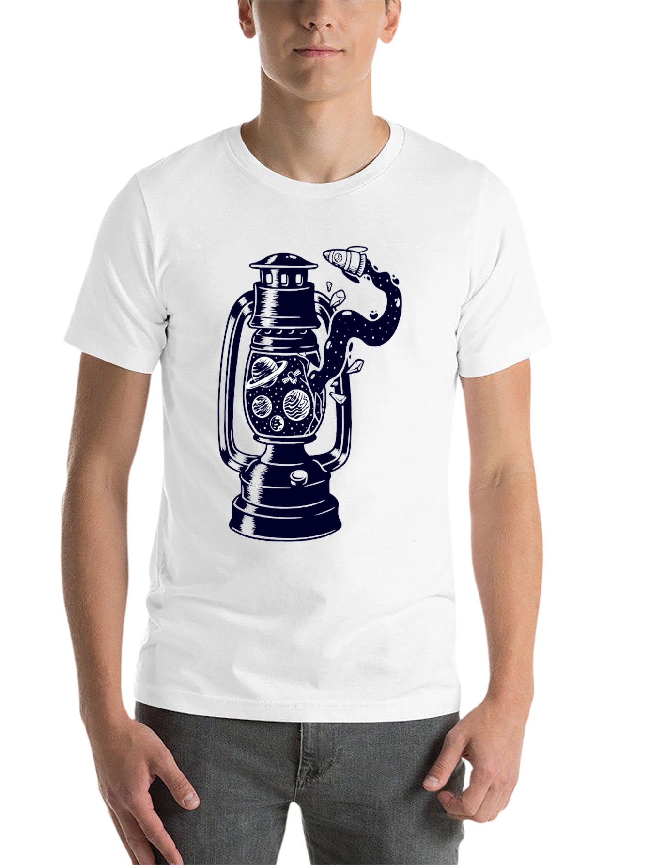 Black Men's Black Graphic T-Shirt - Lantern Space Design view 14