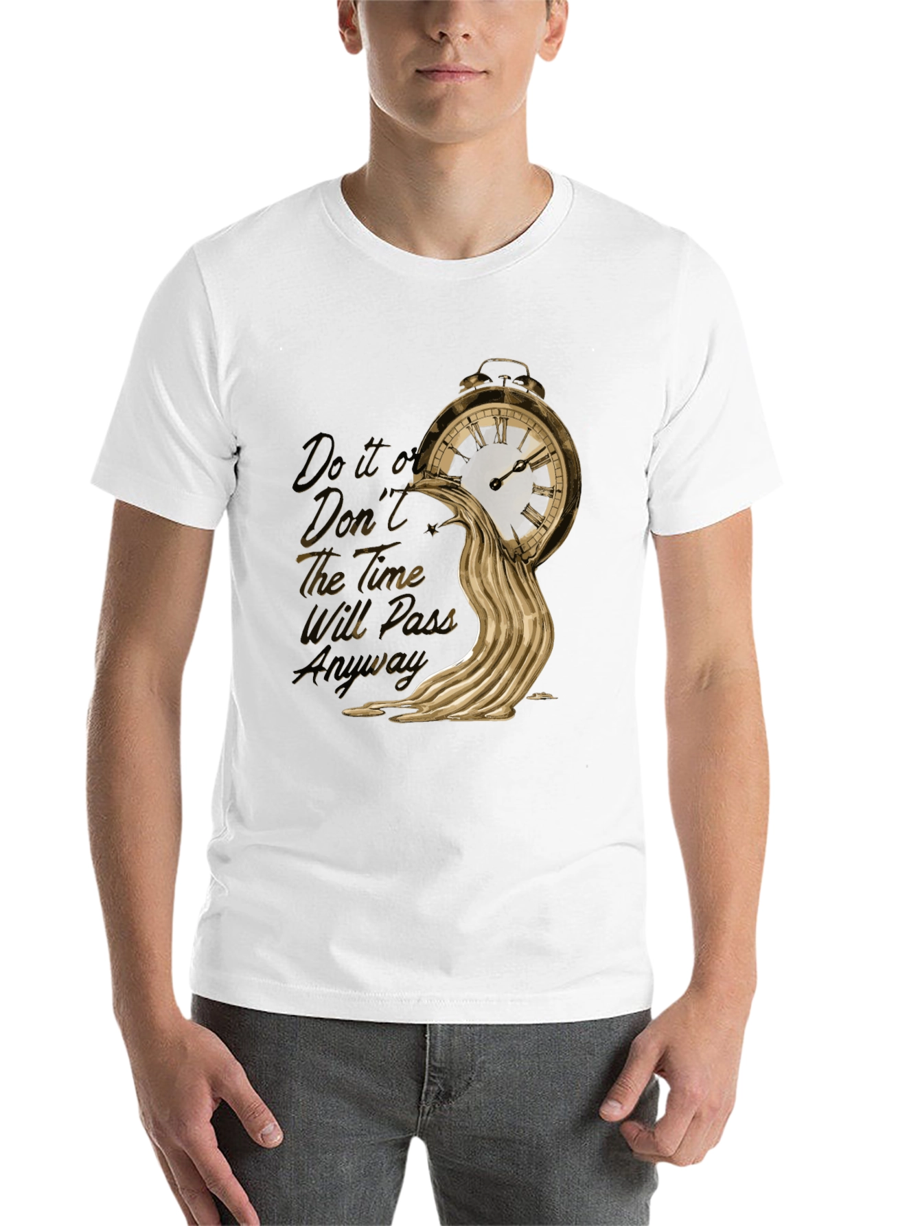 Black Melting Clock Graphic Tee - Time is Fluid! view 14