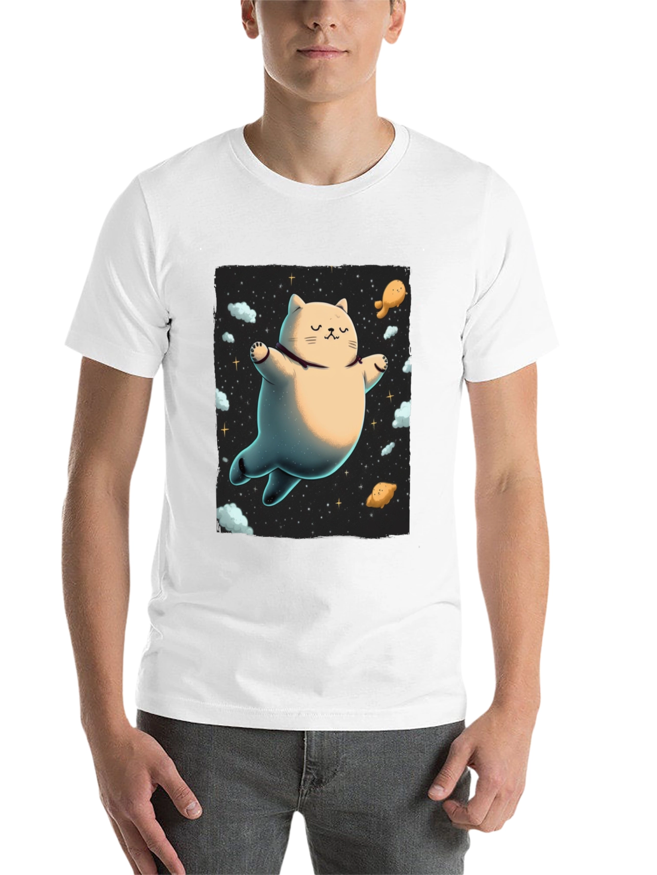 Cosmic Cat T-Shirt - Space Kitten Tee - 14