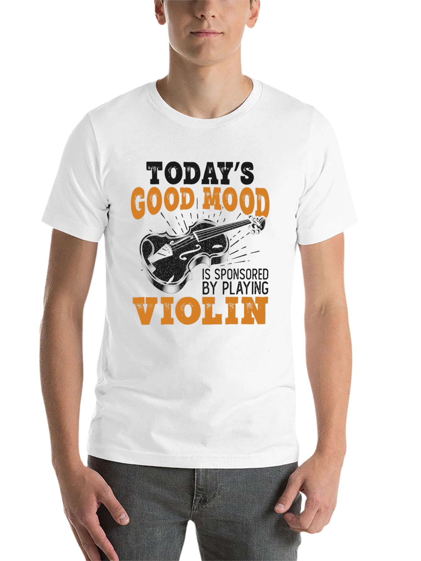Black Good Mood Violin Graphic T-Shirt view 14