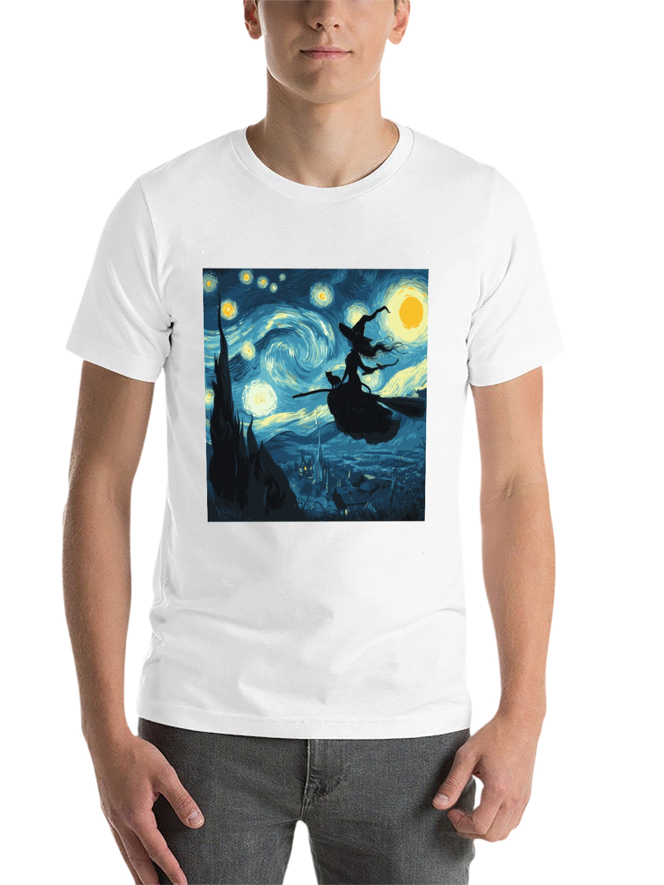 Black Starry Night Witch T-Shirt view 14