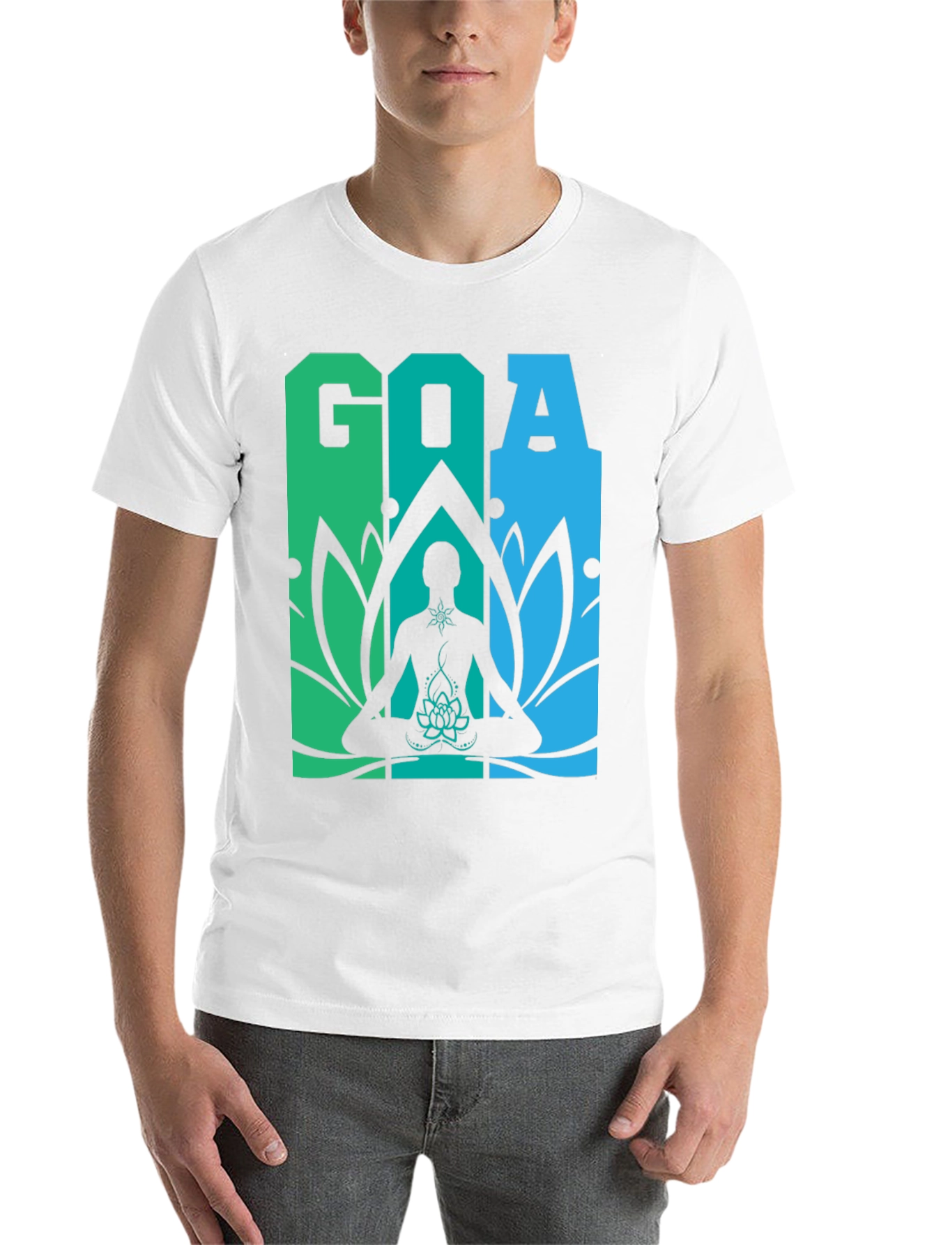 Black Goa Meditation T-Shirt - Yoga Lotus Design view 14
