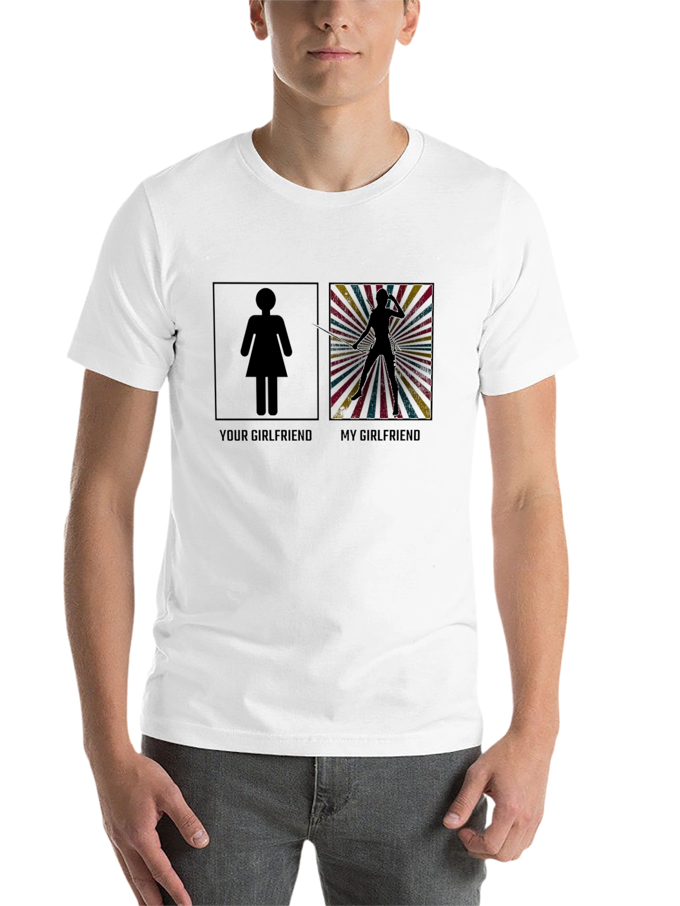 Black Your Girlfriend vs. My Girlfriend Novelty T-Shirt view 14