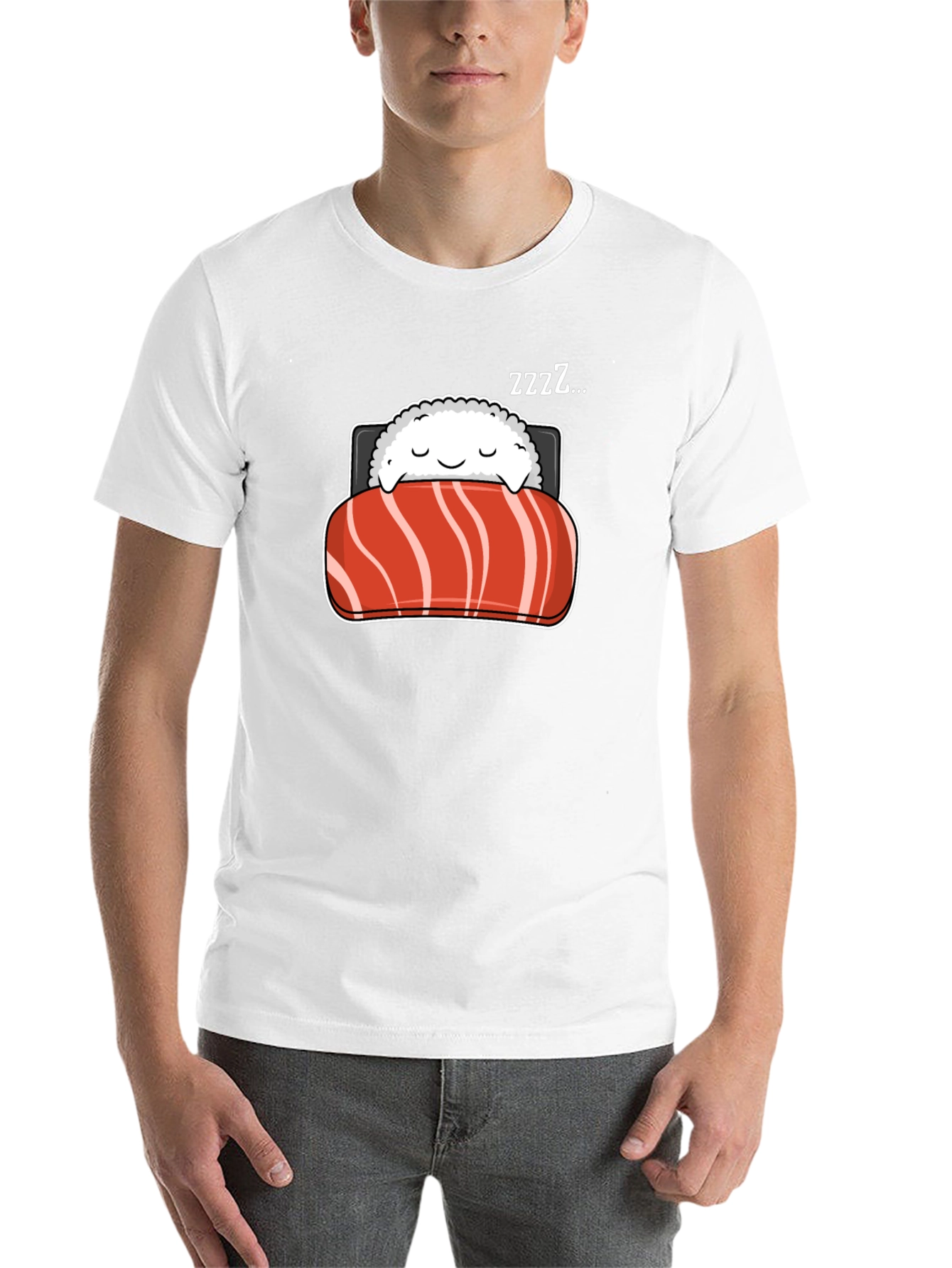 Black Sleeping Sushi Roll Graphic T-Shirt view 14