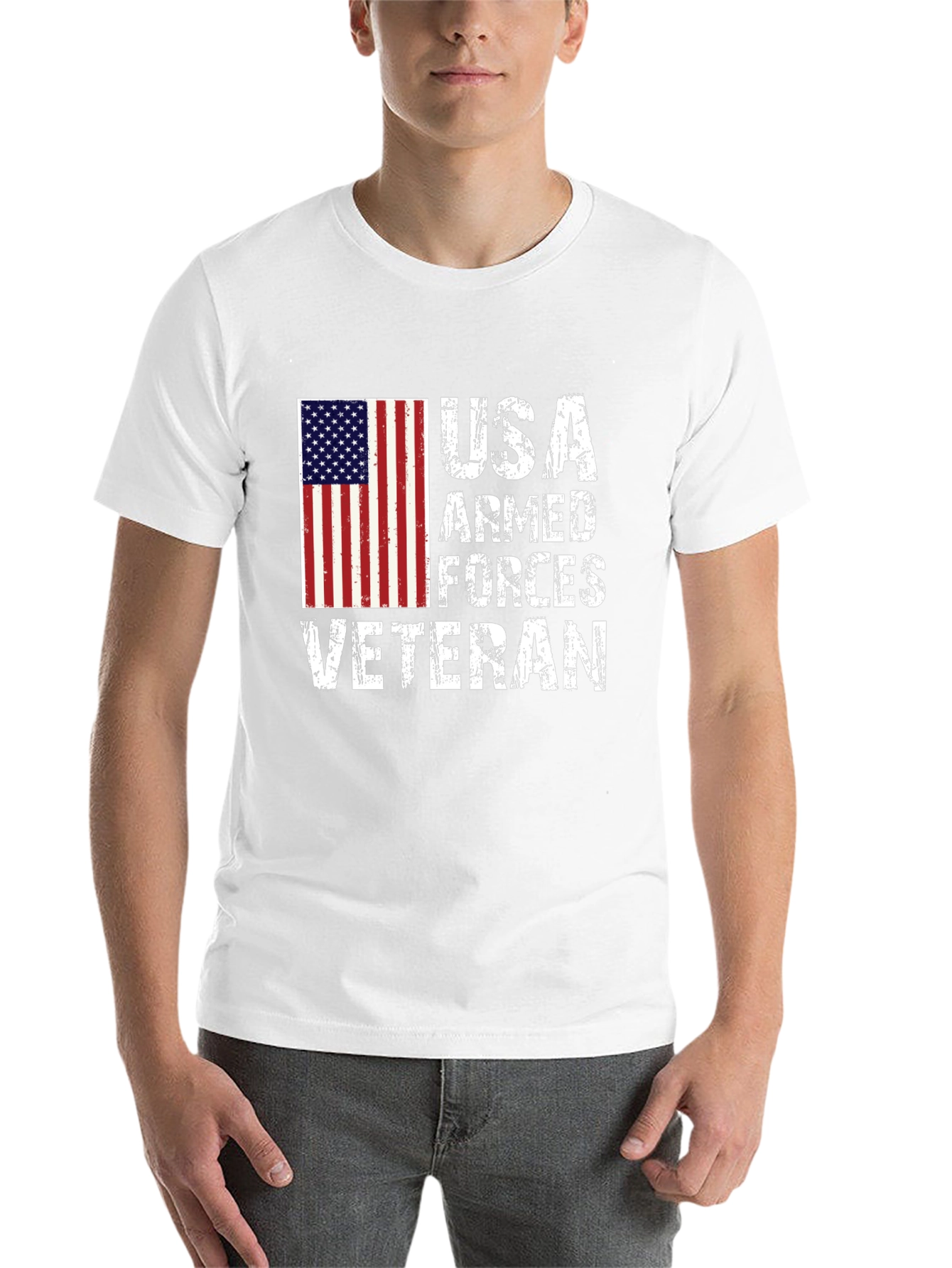 Black USA Armed Forces Veteran T-Shirt view 14