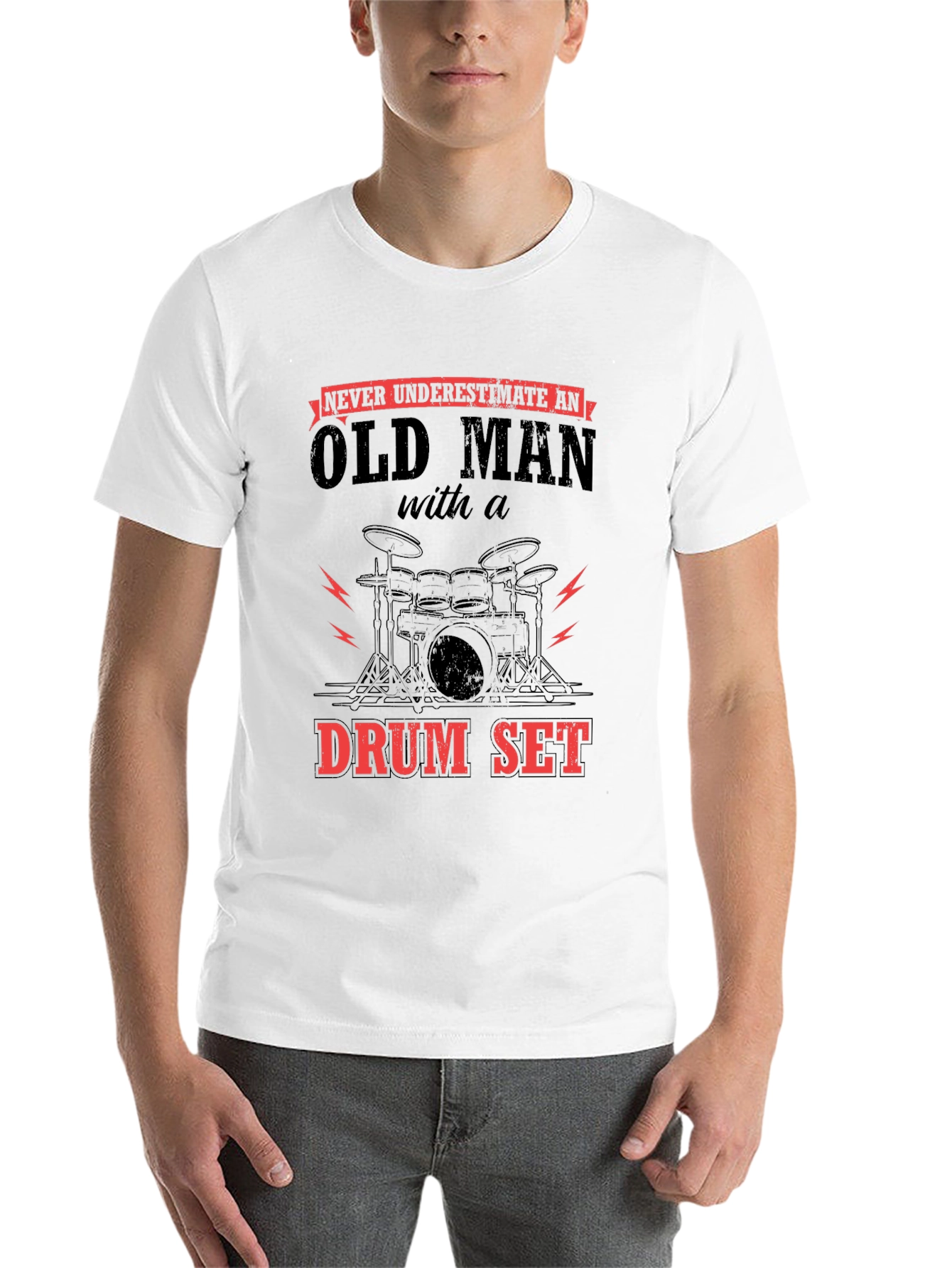 Black Old Man Drum Set Graphic Tee view 14