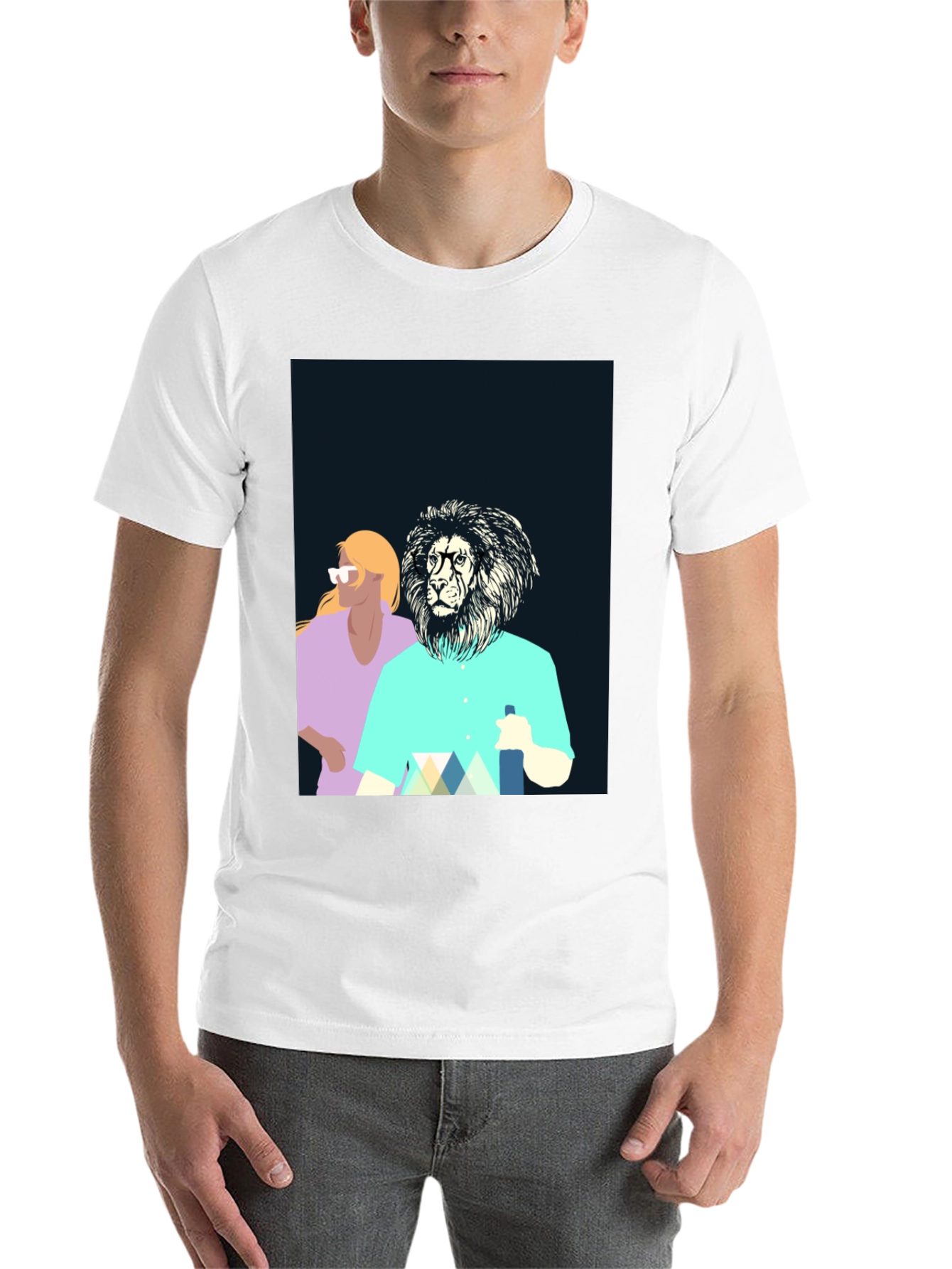 Black Cool Lion Graphic Tee - Unique Design view 14