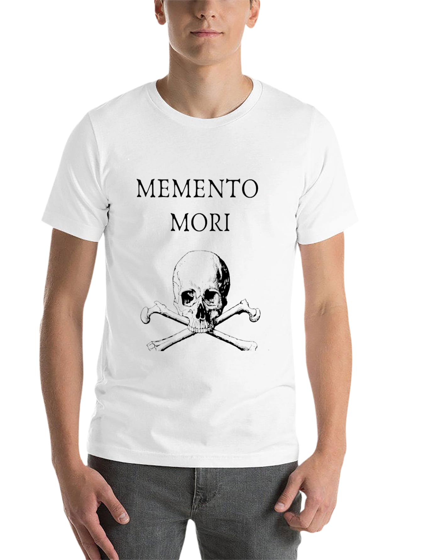 Black Memento Mori Skull Graphic Tee - Black Cotton T-Shirt view 14
