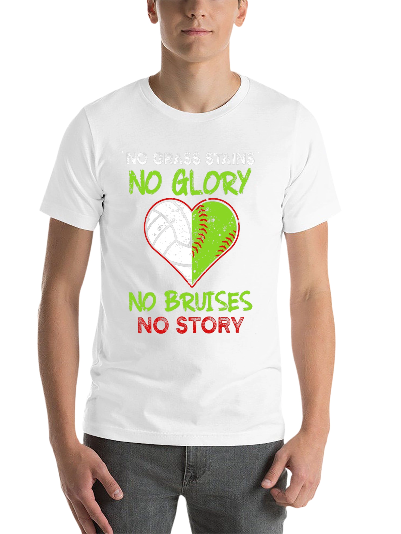 Black No Grass Stains No Glory Heart T-Shirt view 14