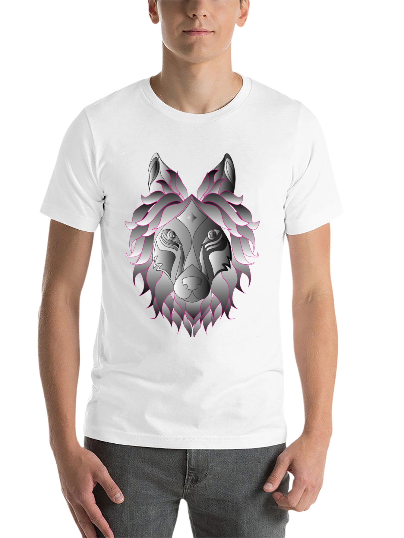 Black Wolf Head Graphic T-Shirt - Black view 14