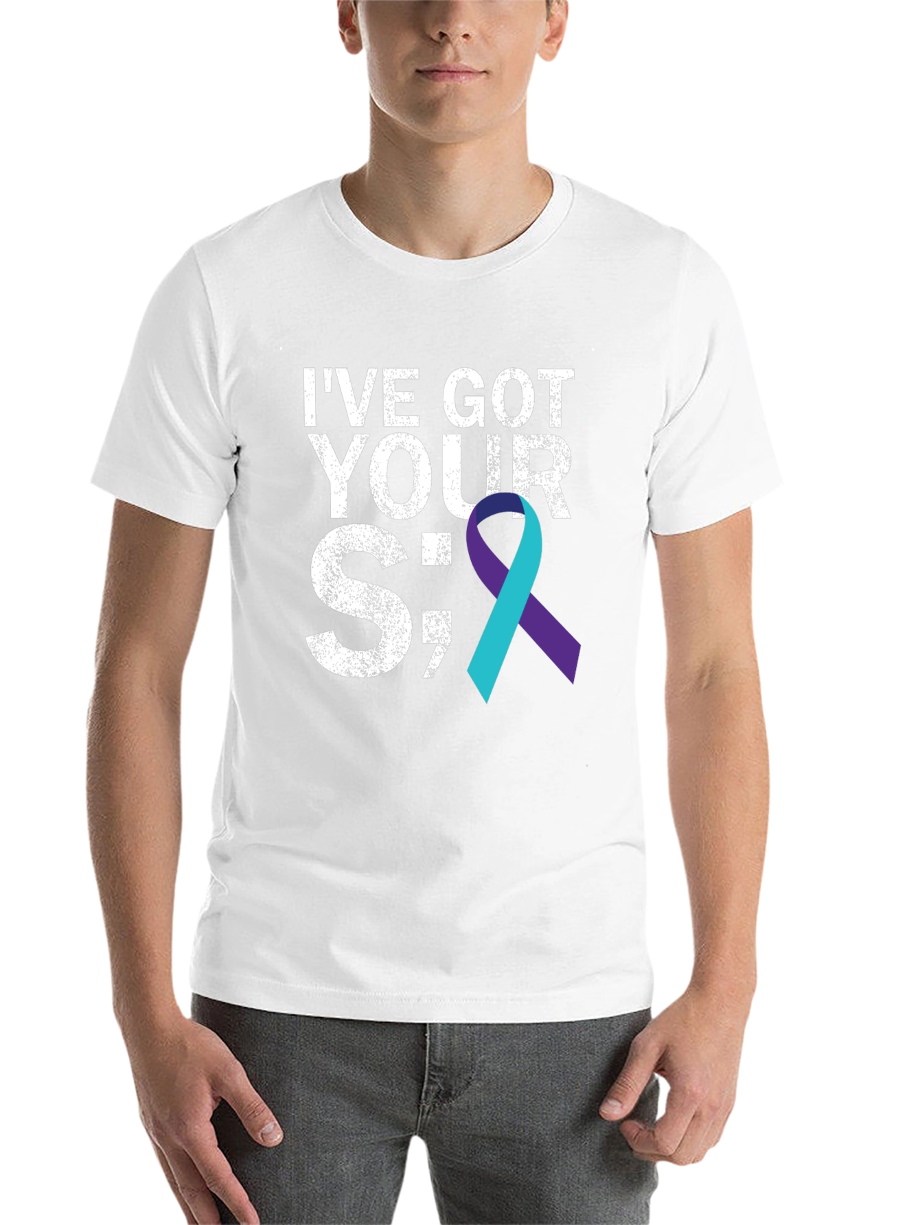 Black I've Got Your Semicolon T-Shirt - Suicide Awareness view 14