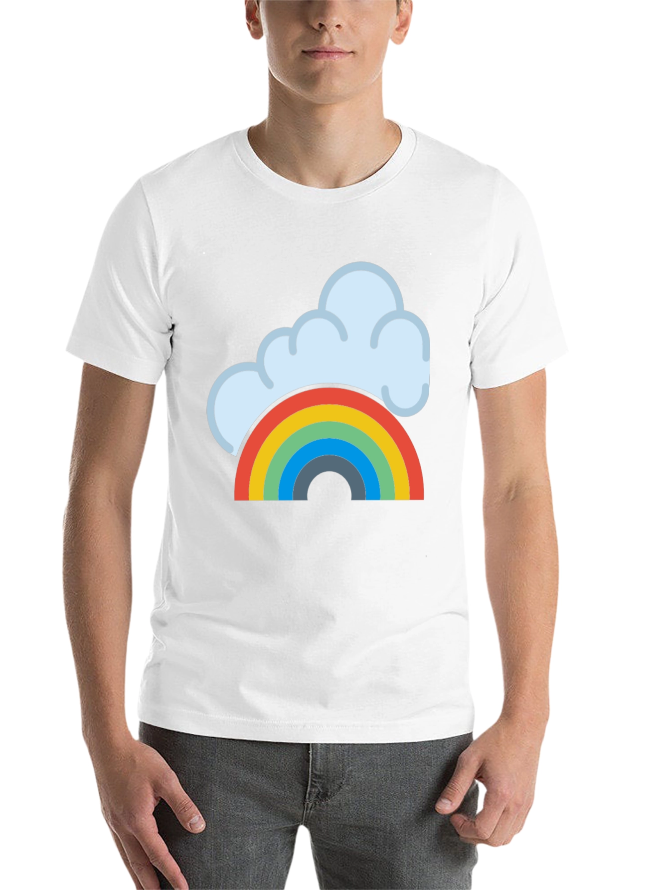 Black Rainbow Cloud Graphic Tee - Black Cotton T-Shirt view 14