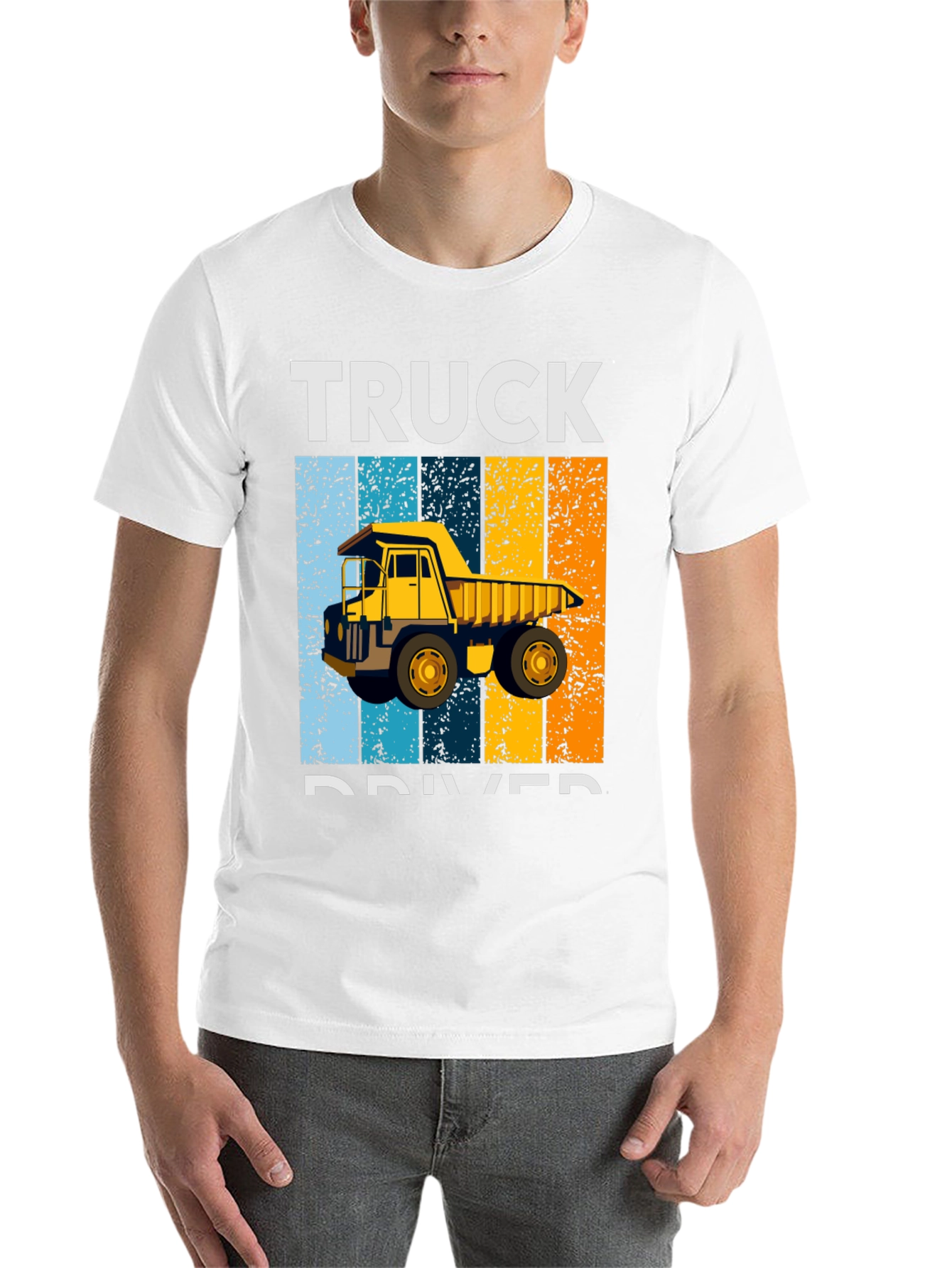 Black Truck Driver Retro Style Graphic T-Shirt view 14