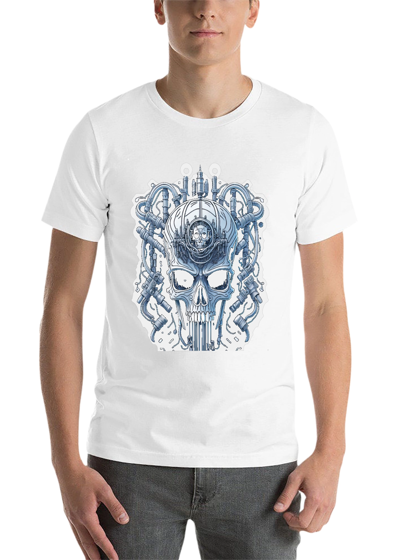 Black Steampunk Skull T-Shirt - Unique Graphic Tee view 14
