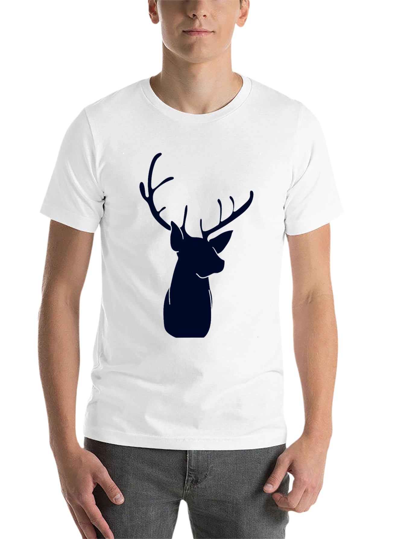 Black Men's Black Deer Graphic T-Shirt view 14