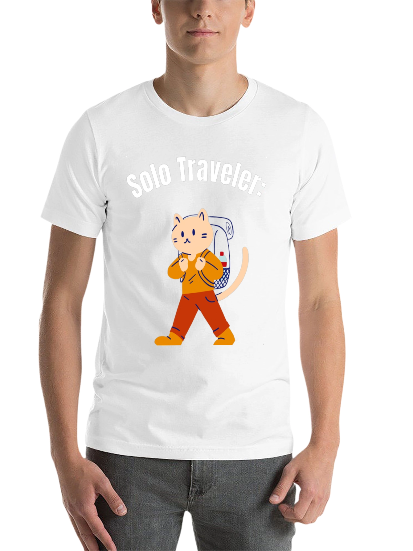 Black Solo Traveler Cat T-Shirt view 14