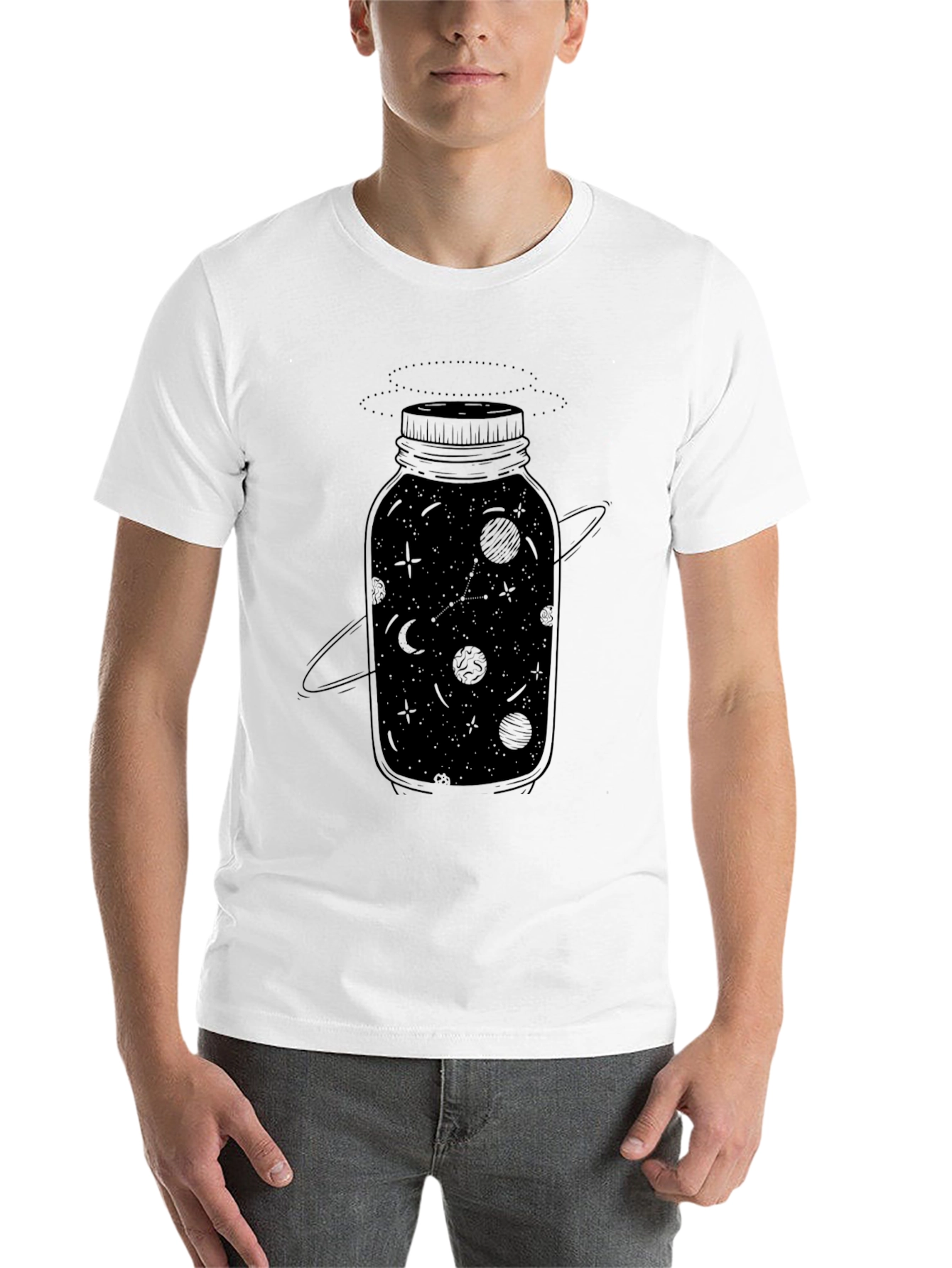 Black Galaxy Jar Graphic Tee - Black Cotton T-Shirt view 14