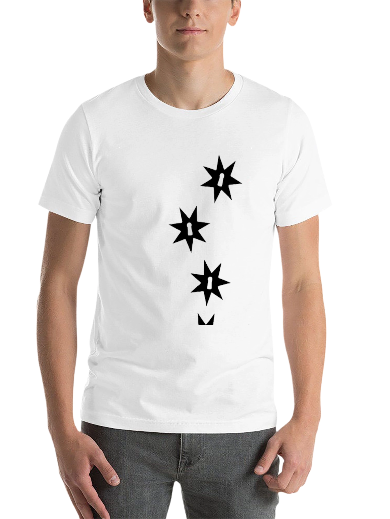 Black Black Graphic Tee - Stars and Lock Design view 14