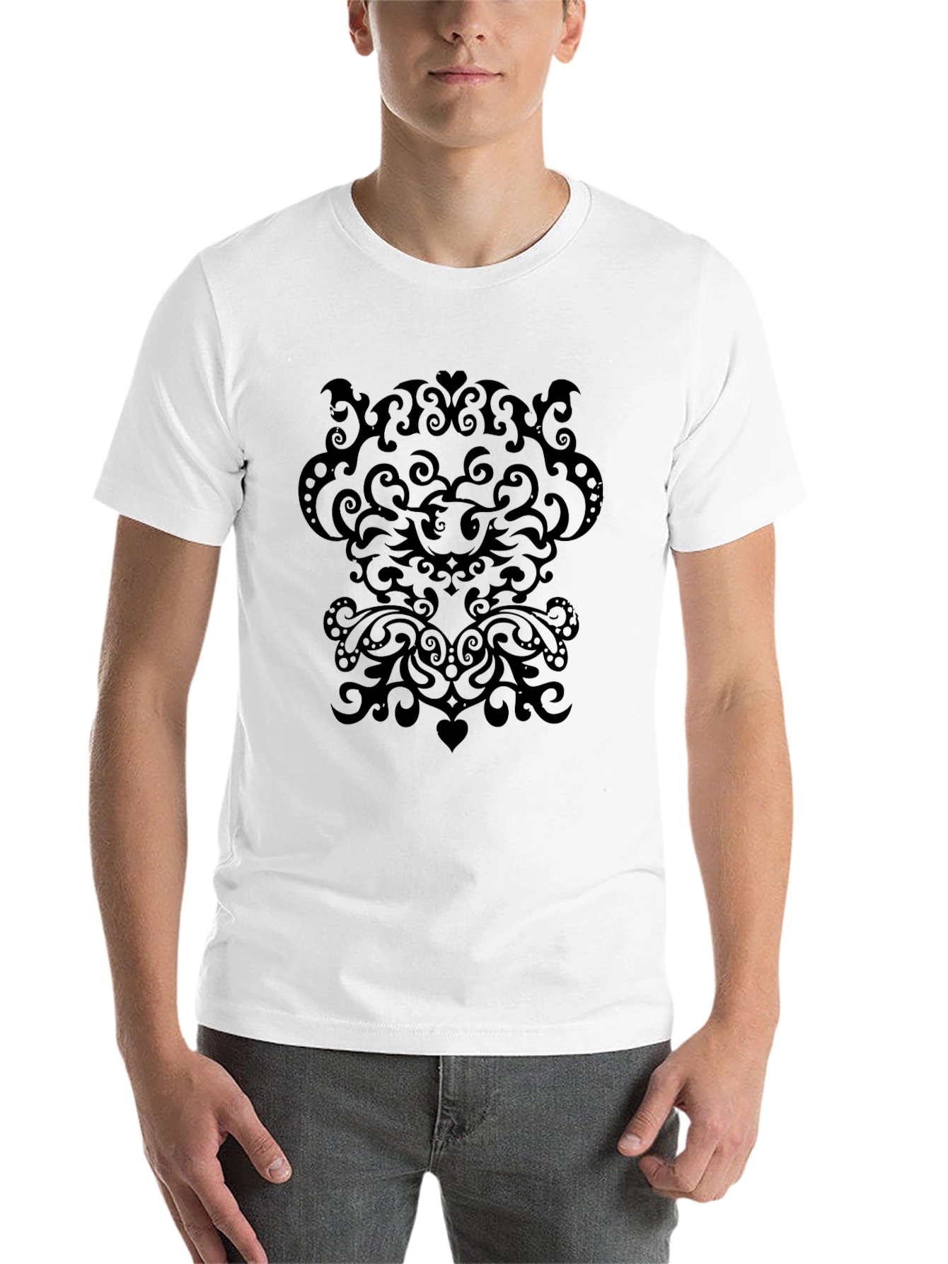 Black Elegant Black Swirl Design Tee view 14