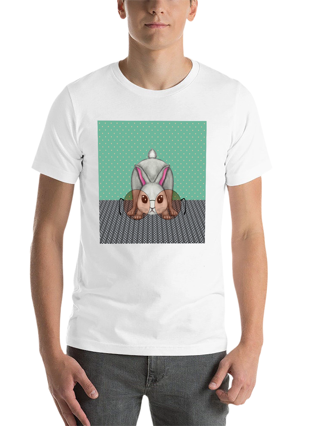 Black Funny Bunny T-Shirt - Reading Rabbit Design view 14