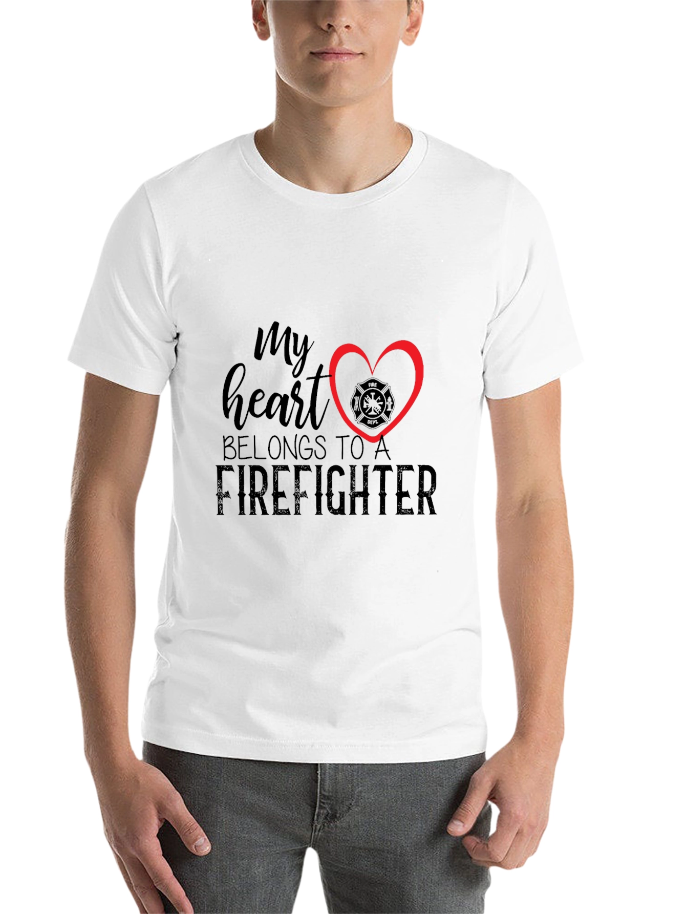 Black Firefighter Heart T-Shirt - Black view 14