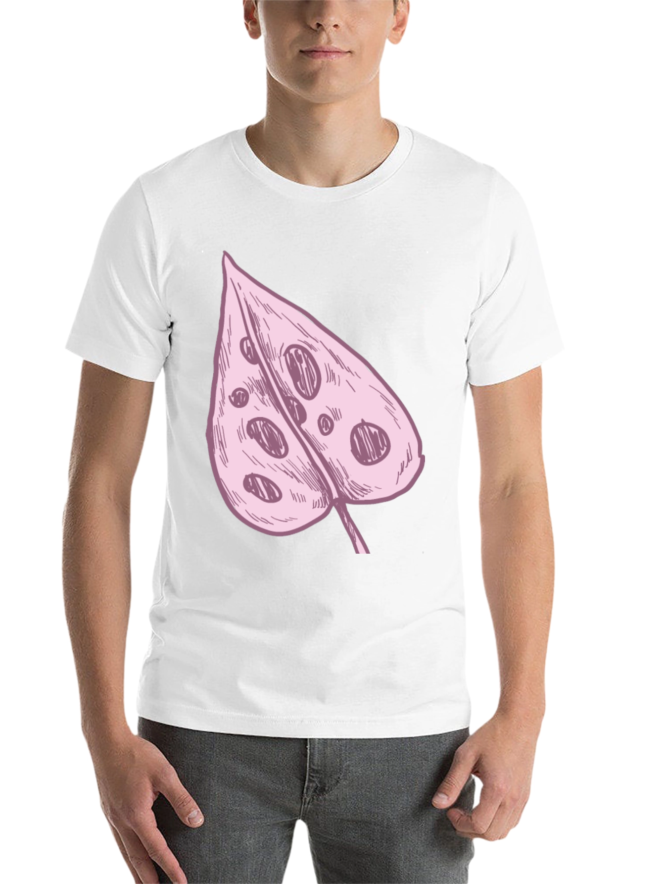 Black Pink Swiss Cheese Leaf Graphic Black Tee view 14