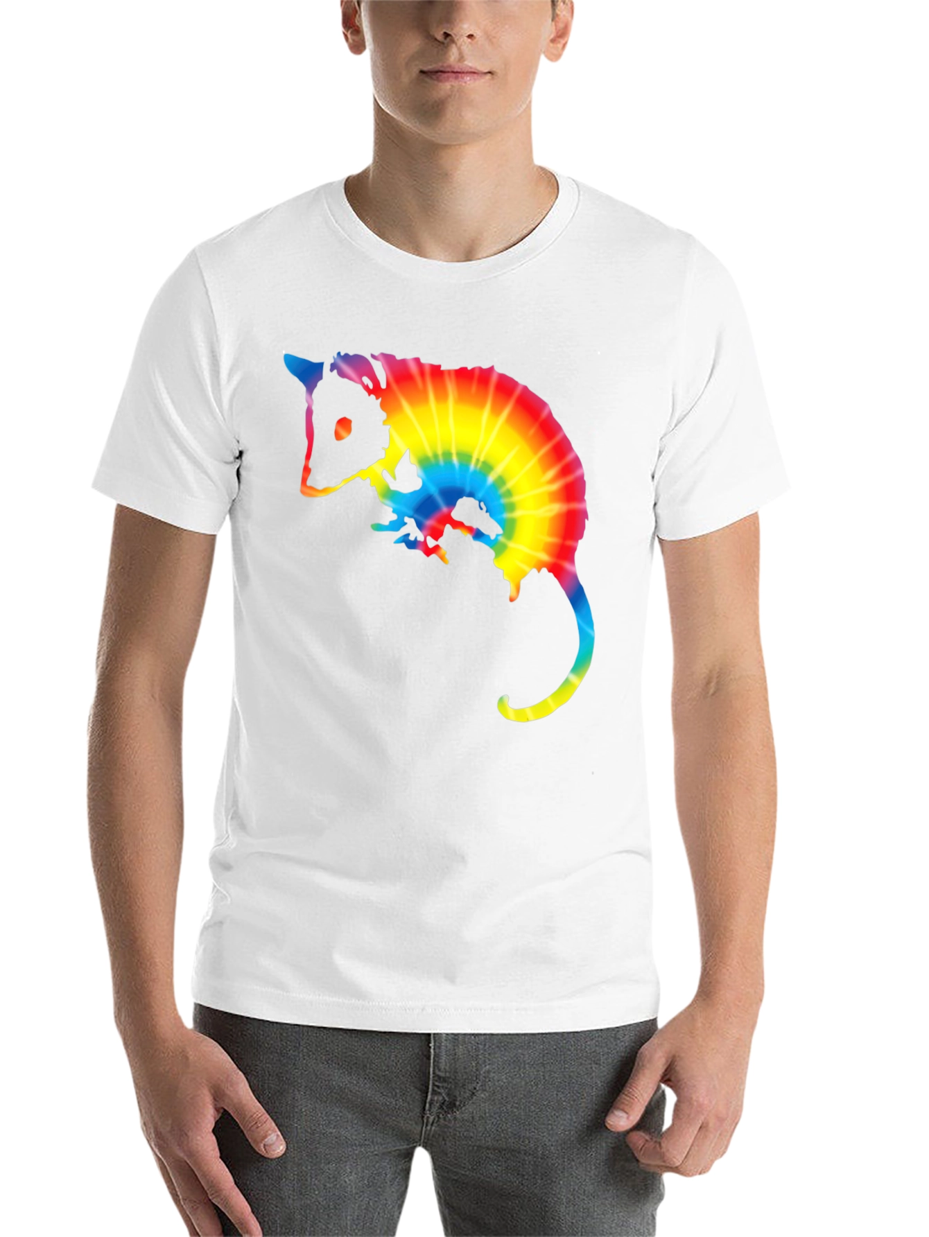 Black Tie Dye Opossum Graphic Tee - Black view 14