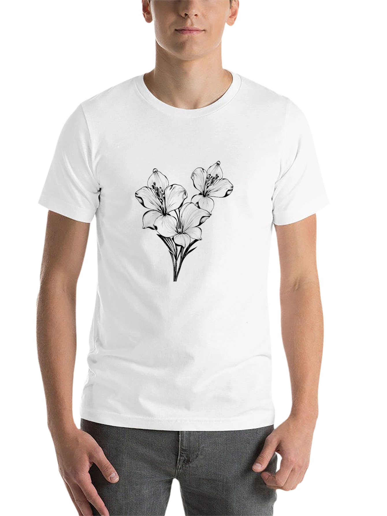 Floral Print Crew Neck T-Shirt - Casual Style - 14