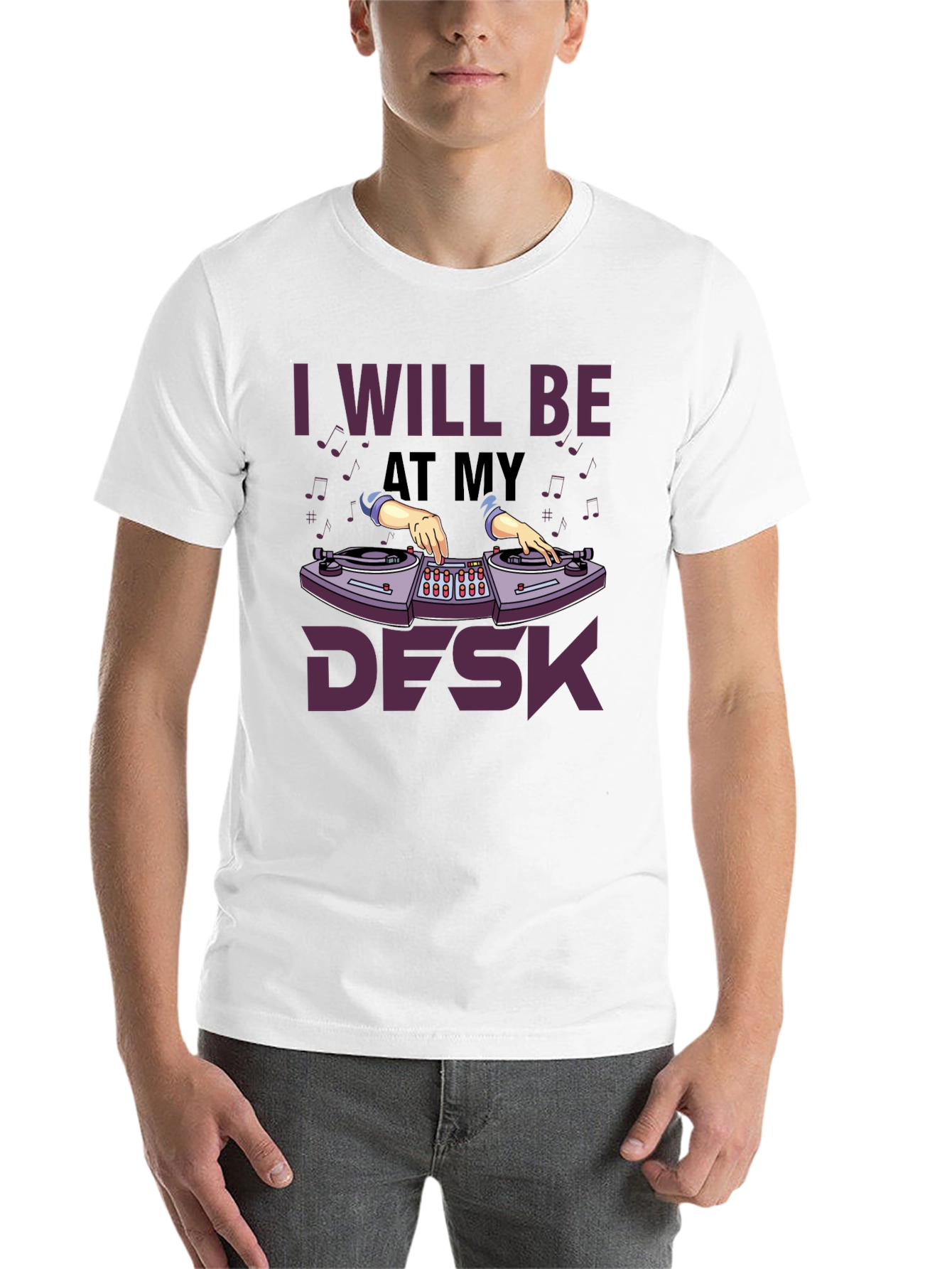 Black I Will Be At My Desk DJ T-Shirt view 14
