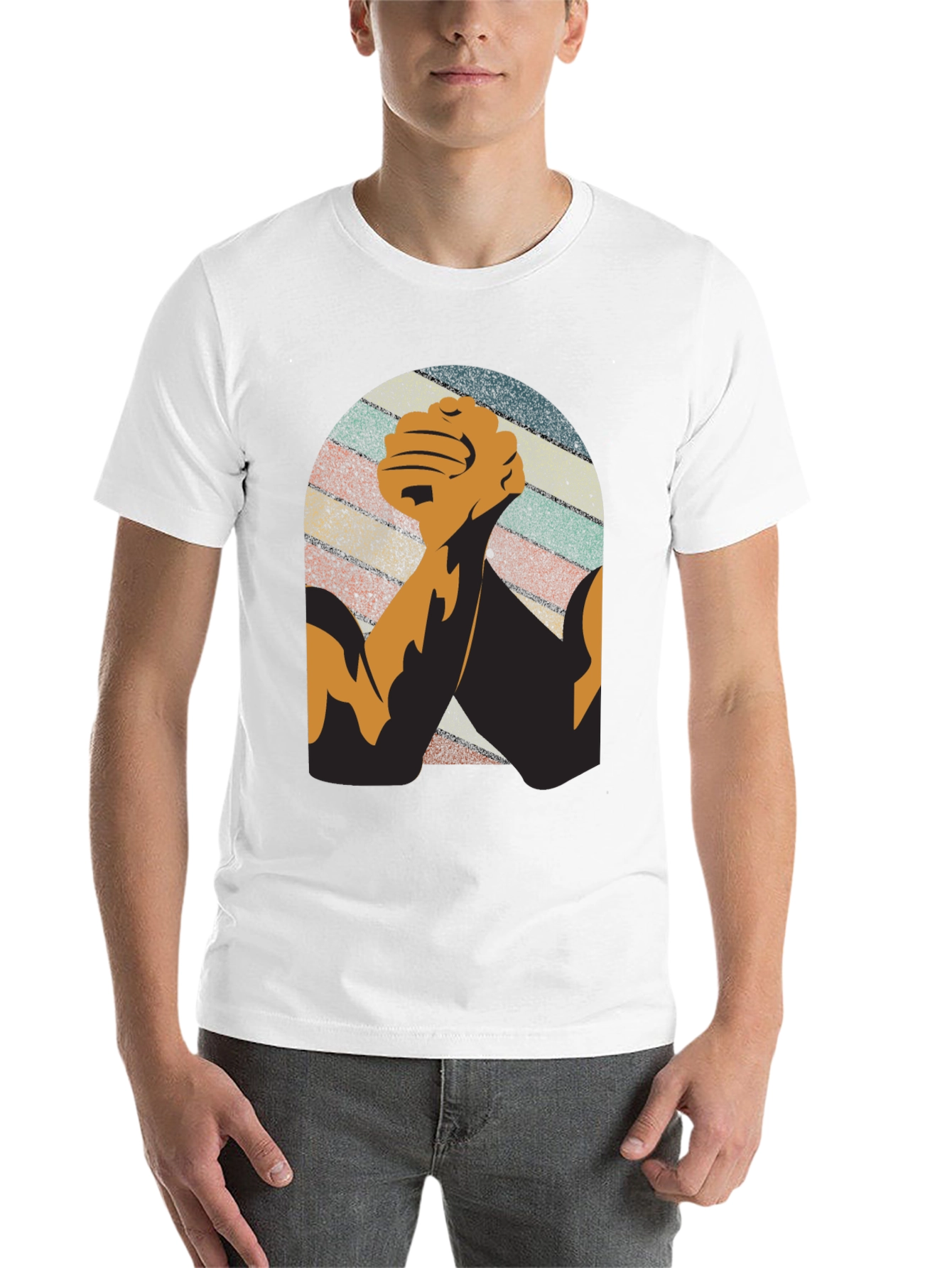 Black Vintage Arm Wrestling Graphic Tee - Black view 14