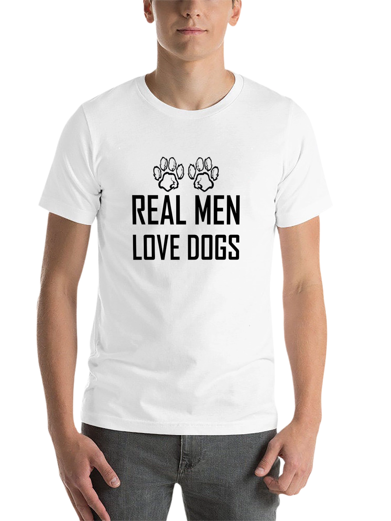 Black Real Men Love Dogs Black Graphic Tee view 14