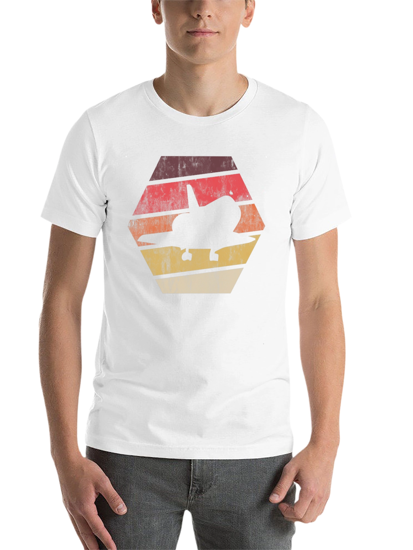 Black Retro Space Shuttle T-Shirt - Vintage Hexagon Design view 14