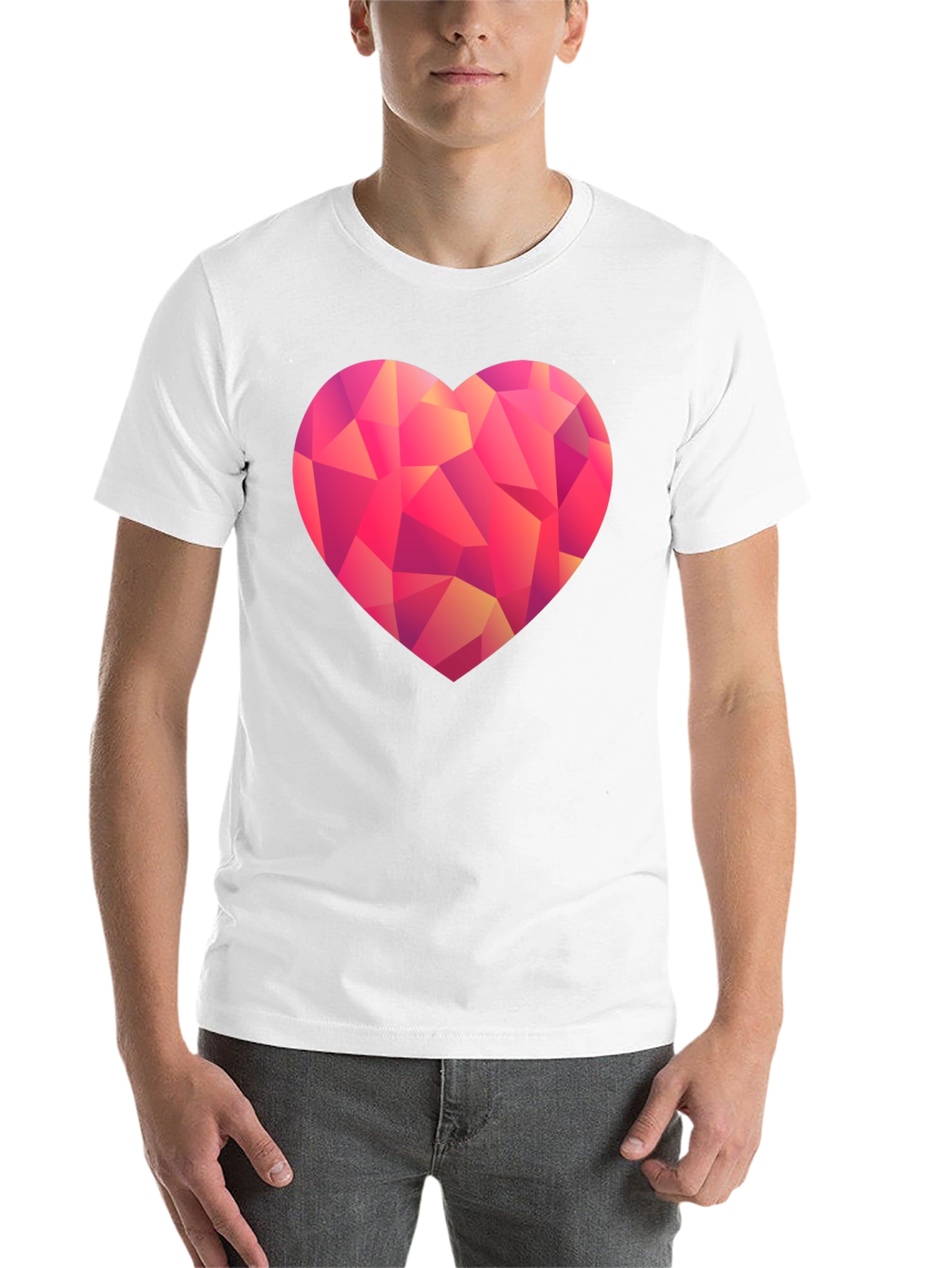 Black Geometric Heart Graphic T-Shirt - Black view 14