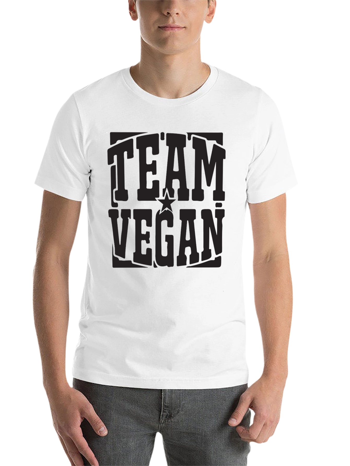 Black Team Vegan Black Crewneck T-Shirt view 14
