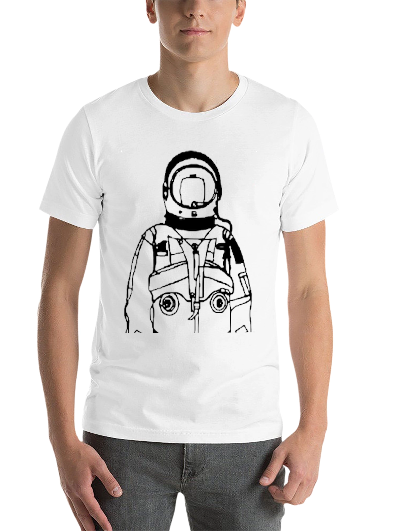 Black Astronaut Outline Graphic Tee - Black view 14