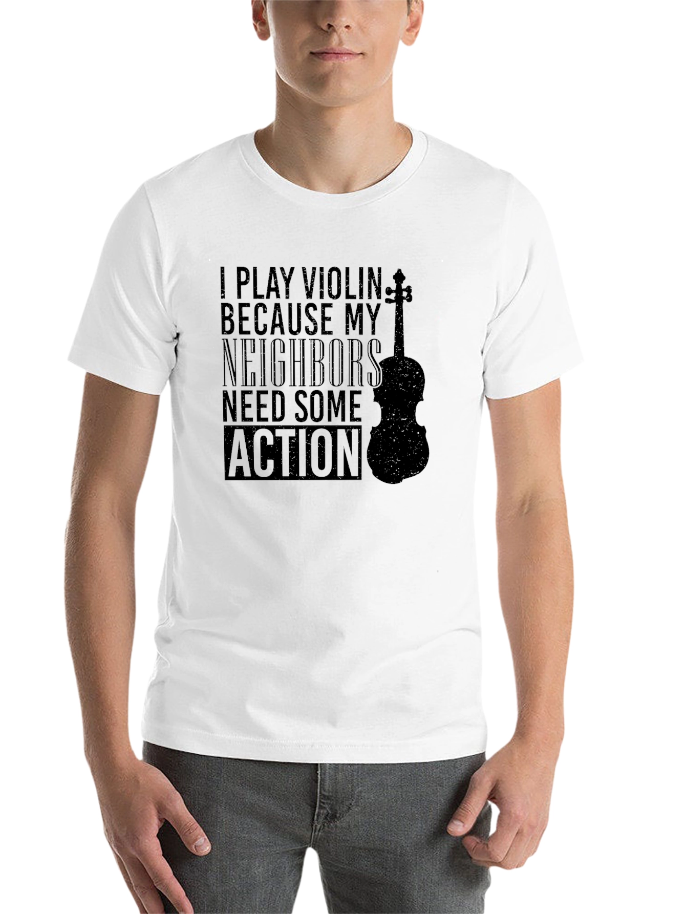 Black Violin Player T-Shirt - "Need Some Action" Humor Tee view 14