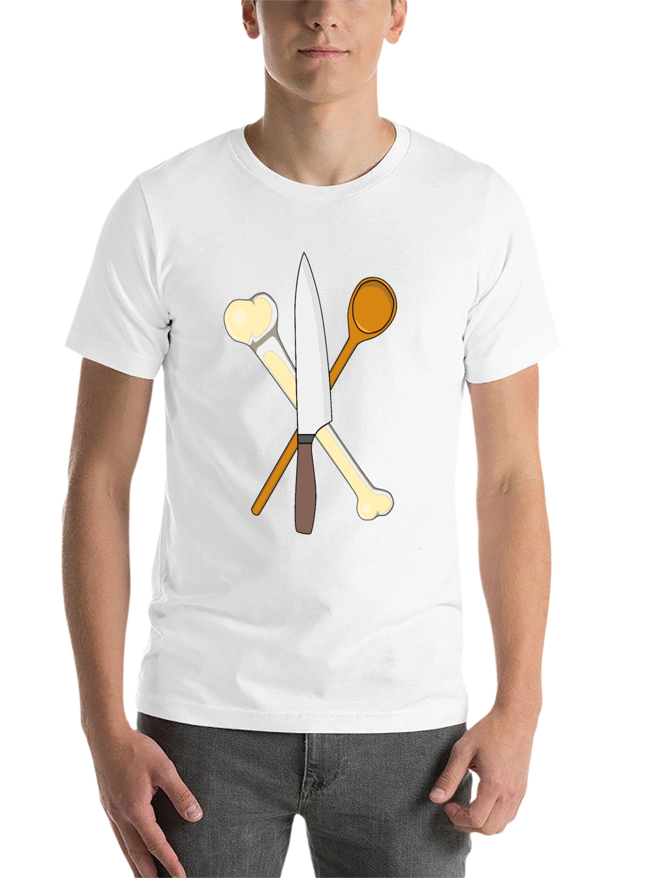 Chef's Knife, Bones, and Spoon Black T-Shirt - 14