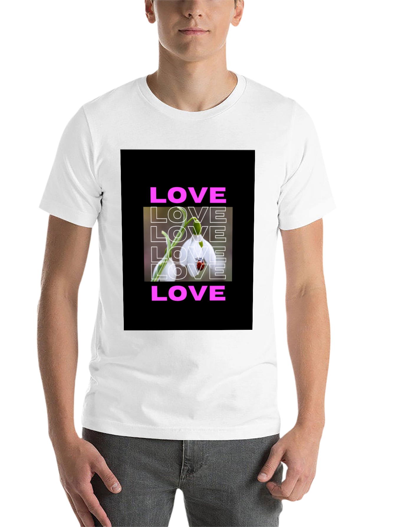 Black Love Flower Graphic T-Shirt - Black view 14