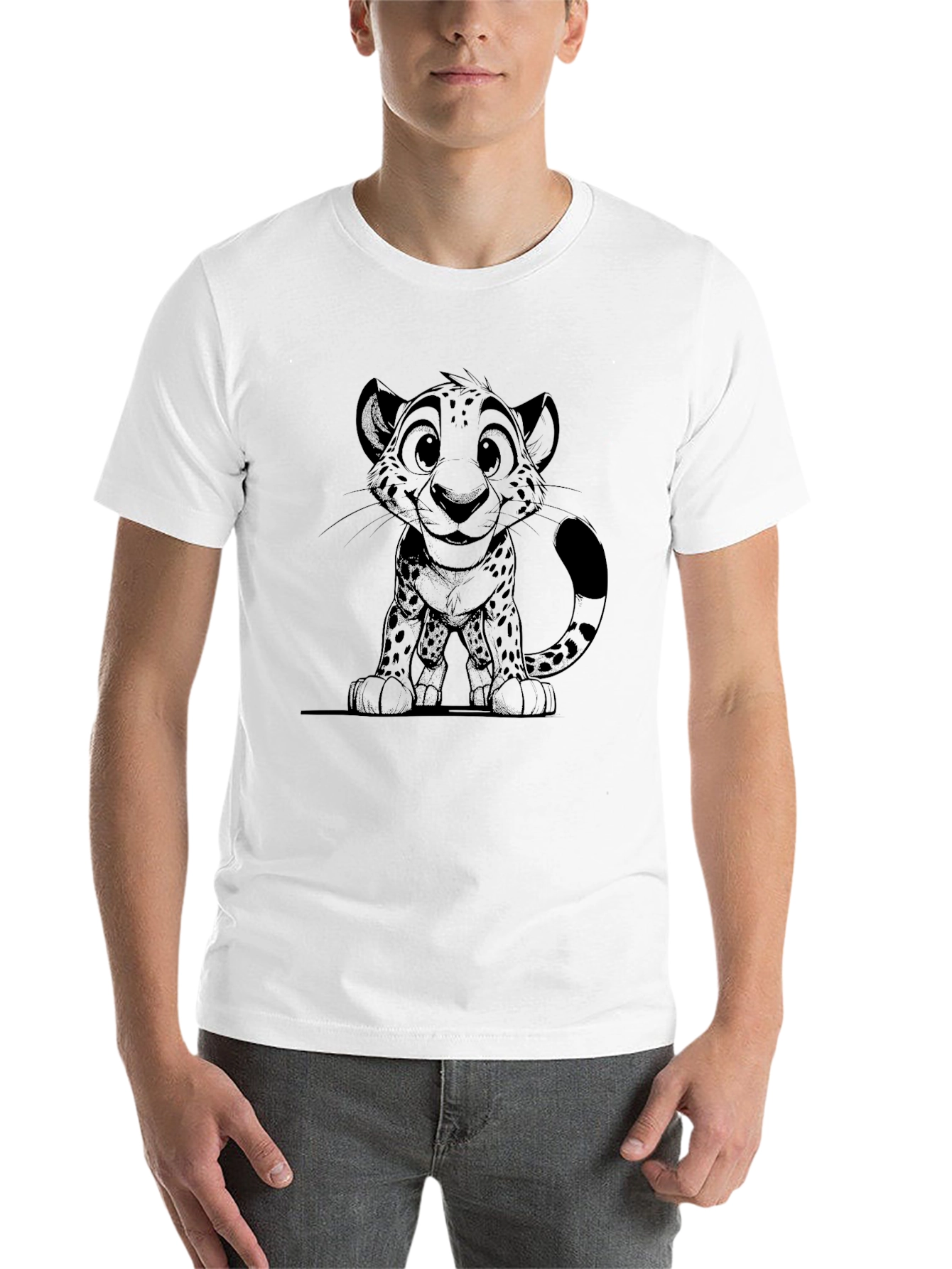 Black Cheetah Cub Graphic Tee - Soft Cotton Blend view 14