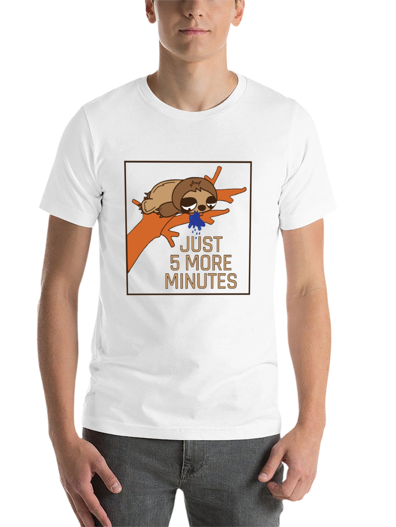 Black Lazy Sloth Graphic T-Shirt - "Just 5 More Minutes" view 14
