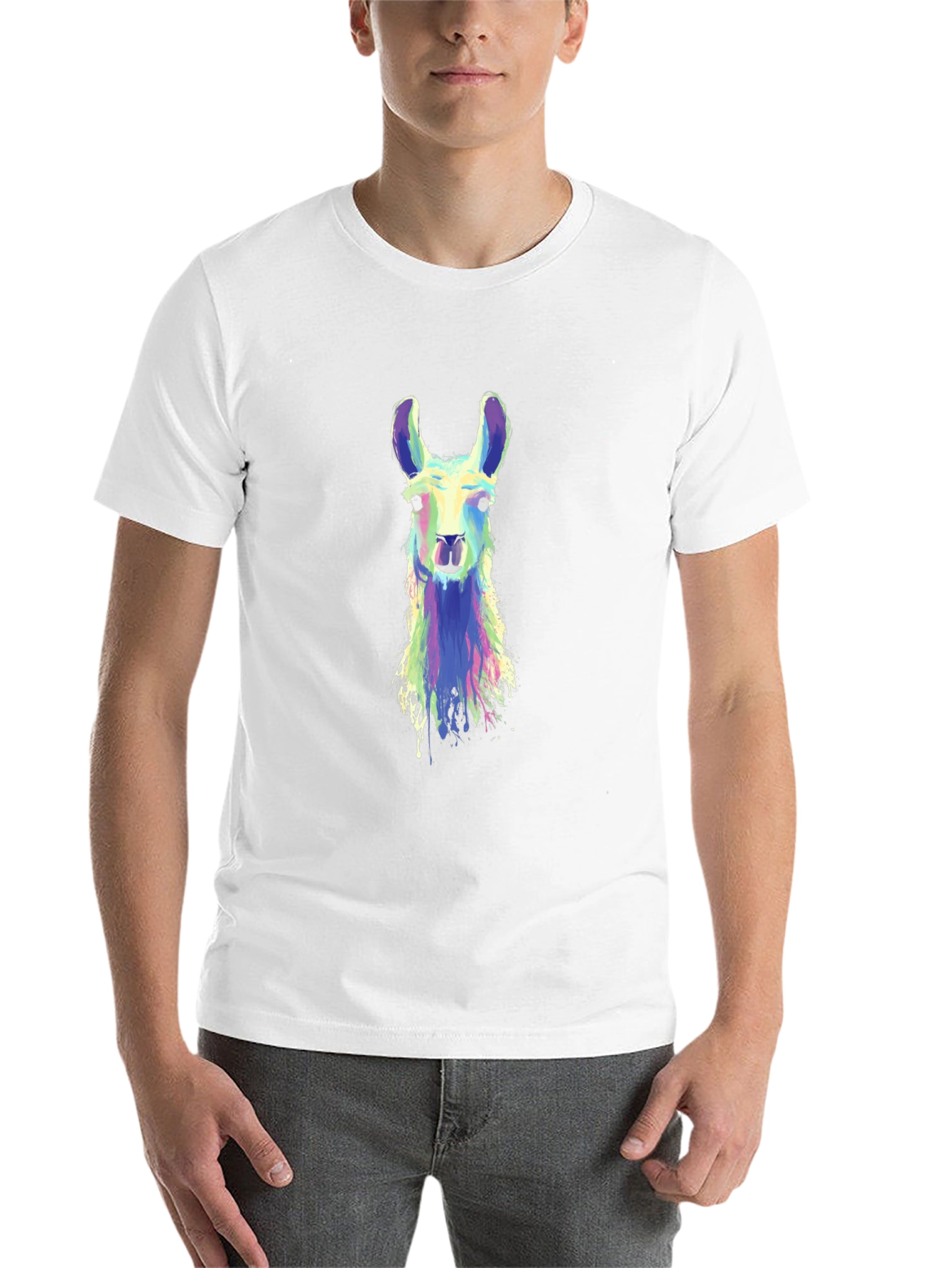 Black Llama Art Graphic Tee - Cool Animal Shirt view 14