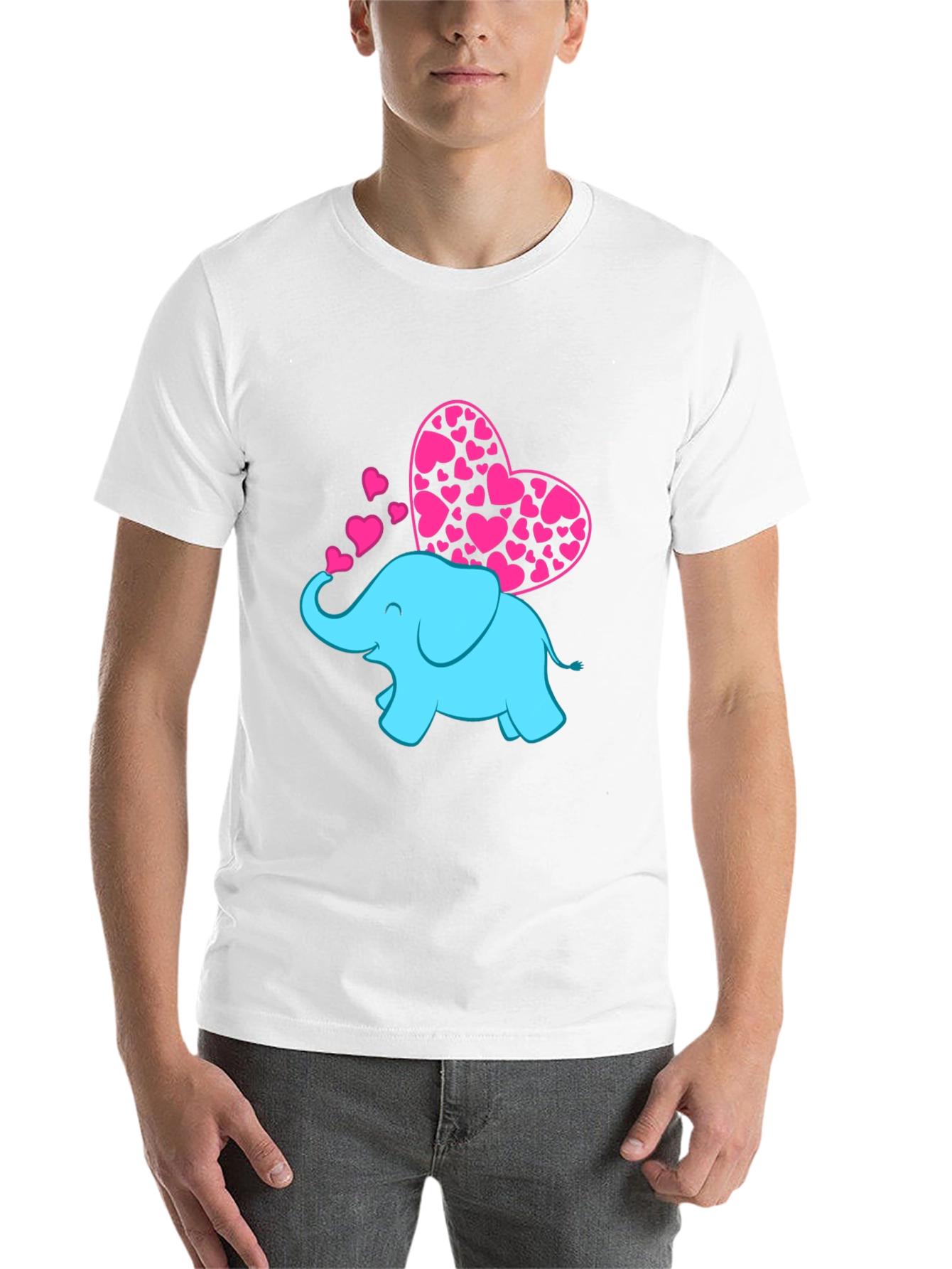 Black Elephant Love T-Shirt - Pink Hearts view 14
