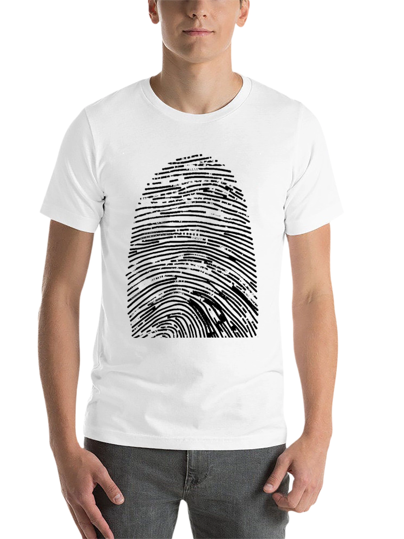 Black Unique Fingerprint Graphic Print Black T-Shirt view 14