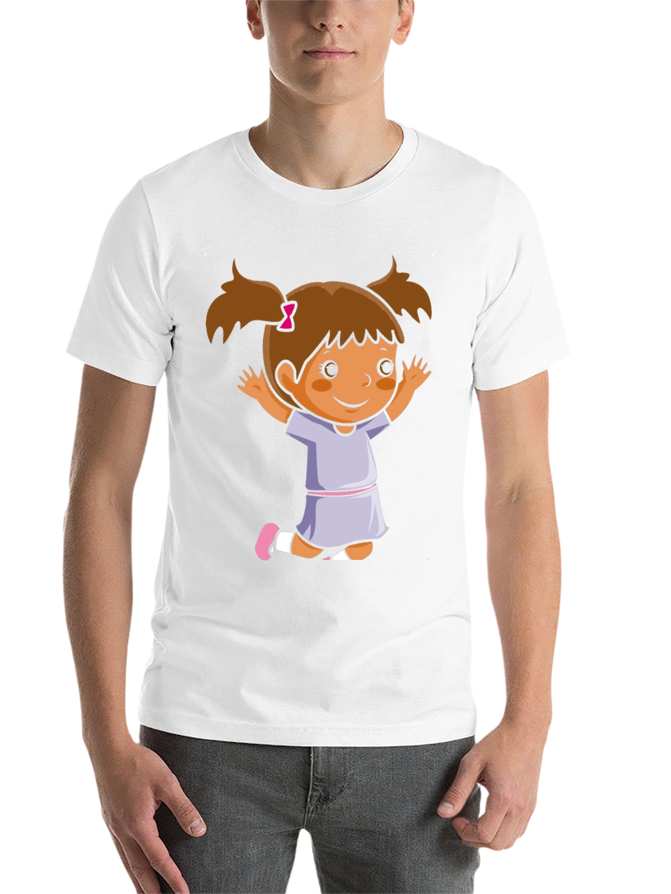 Black Cute Girl Cartoon Black T-Shirt view 14