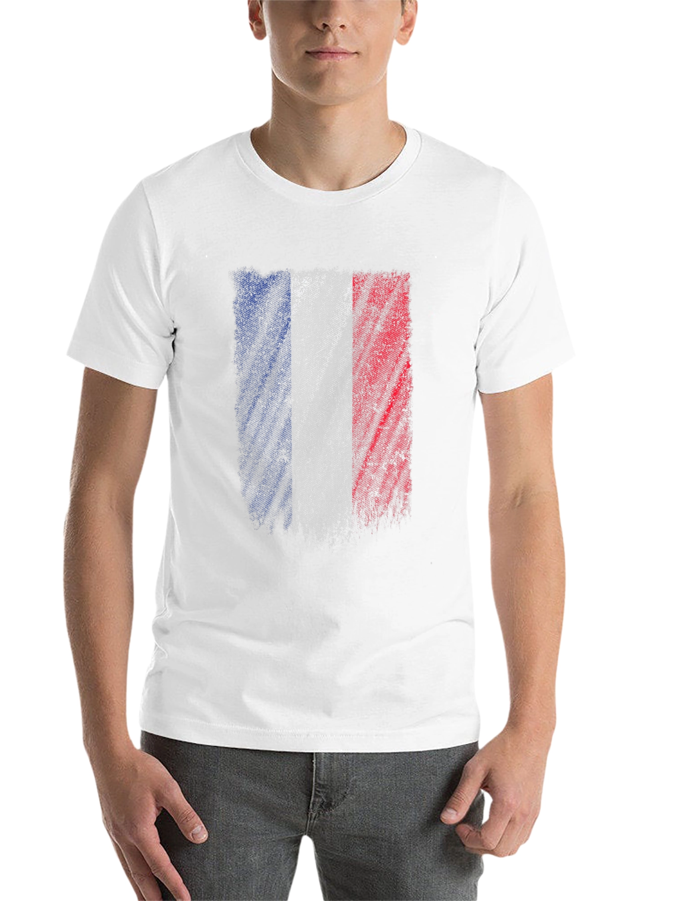 Black France Flag Graphic T-Shirt - Distressed Design view 14