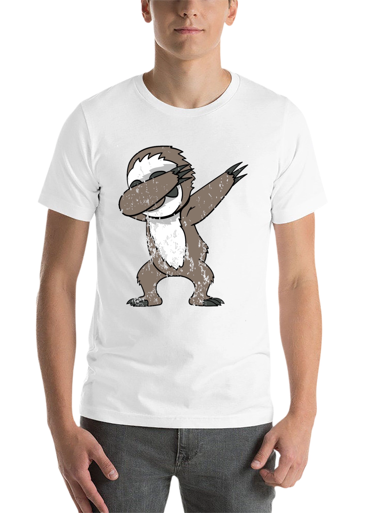 Black Dabbing Sloth Black T-Shirt view 14
