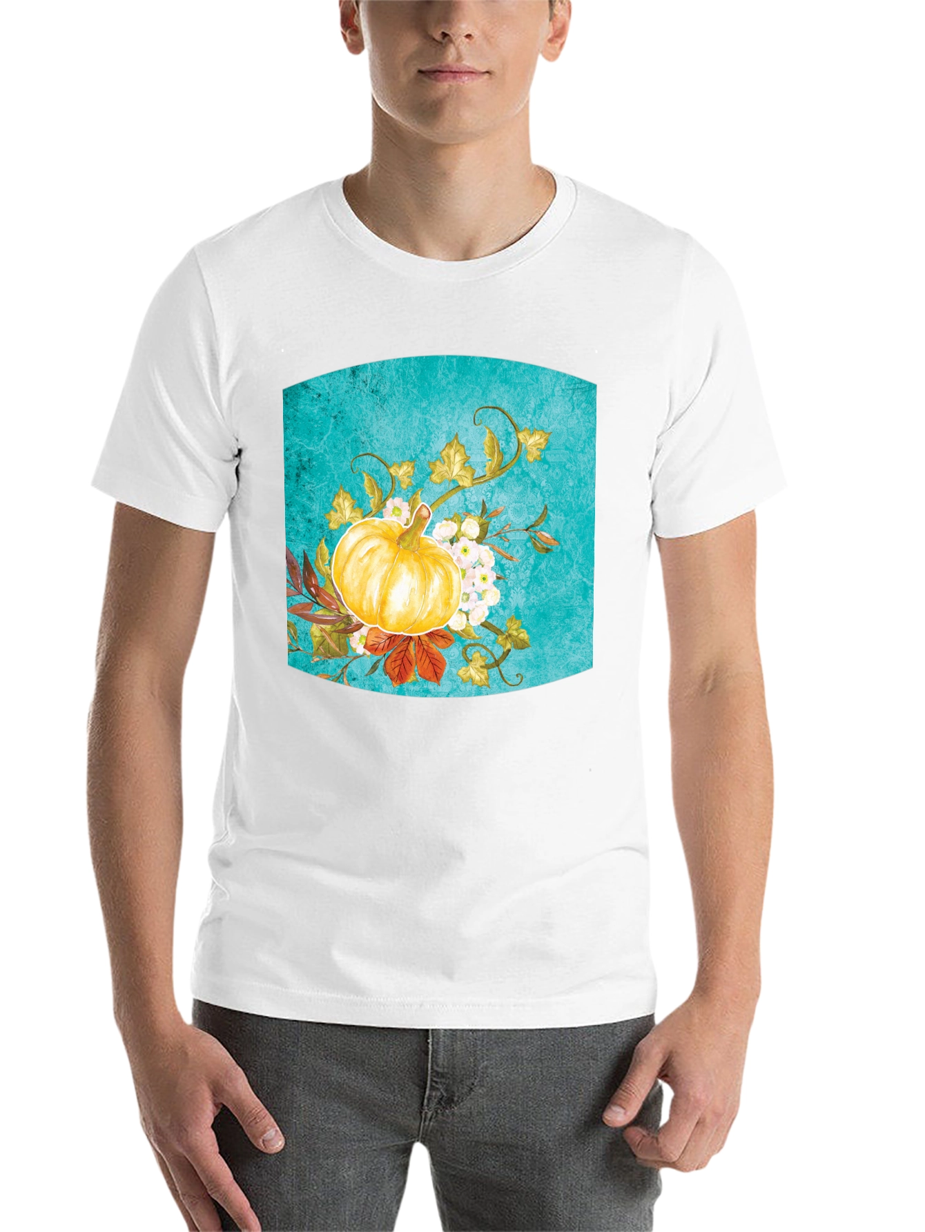 Black Fall Pumpkin Floral Graphic Tee - Black view 14