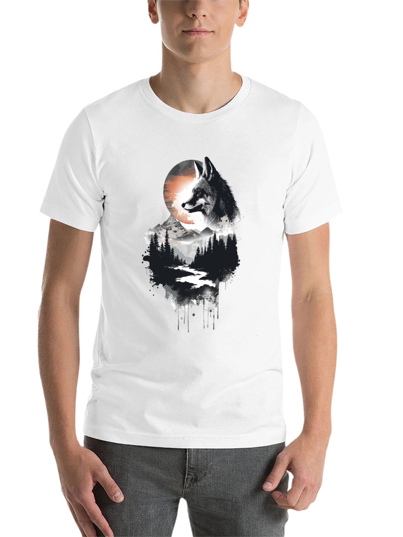 Black Fox Landscape Graphic Tee - Nature Inspired Style view 14