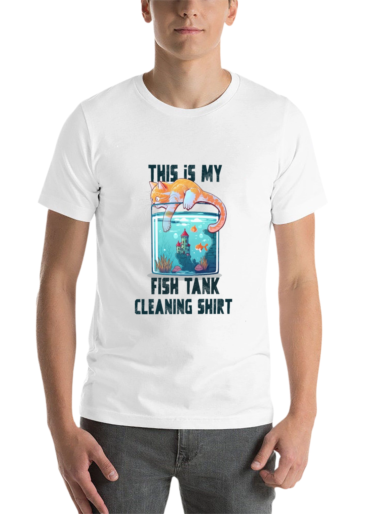 Black Cat Fish Tank Cleaning T-Shirt view 14