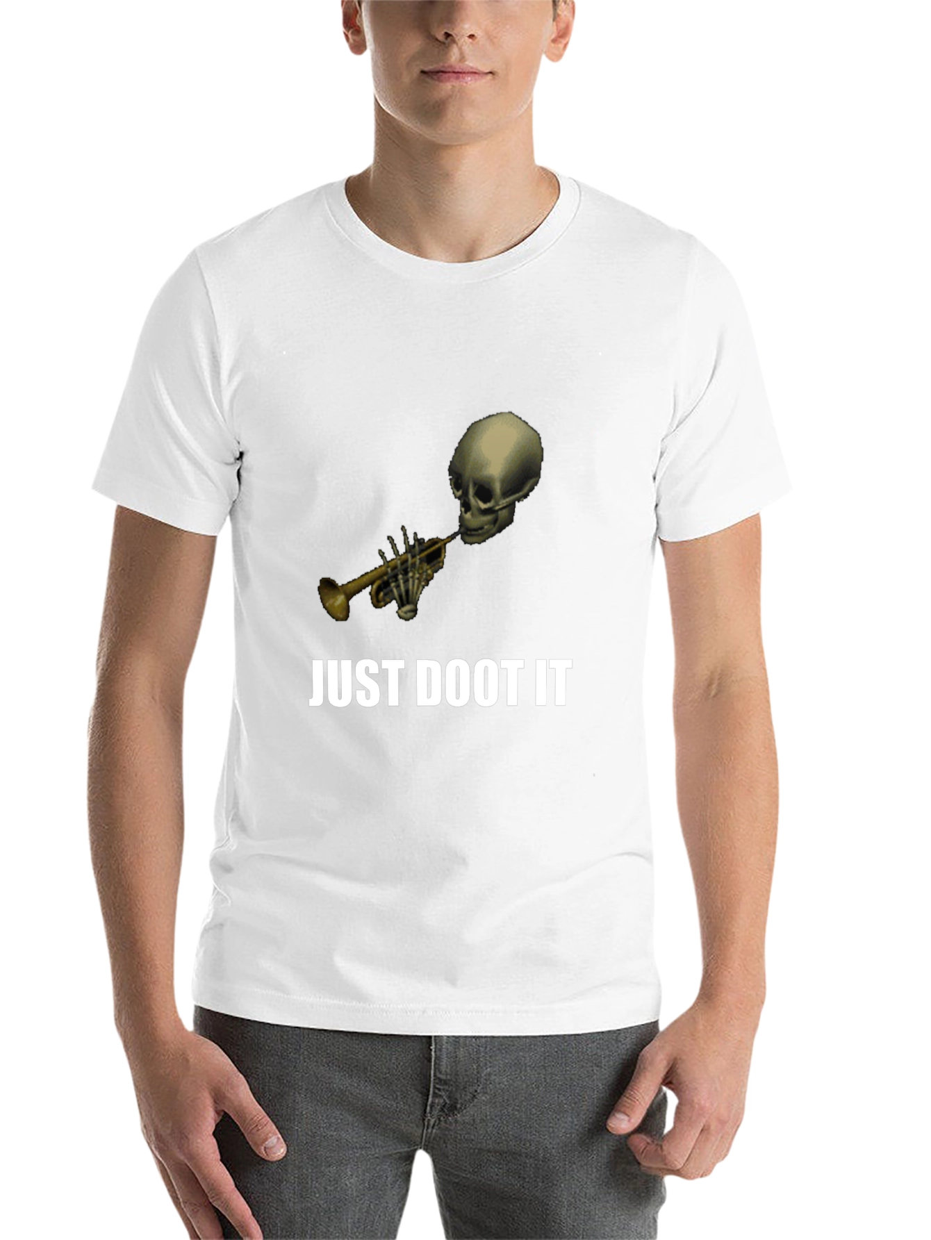 Black Just Doot It Funny Skeleton Trumpet Graphic Tee view 14